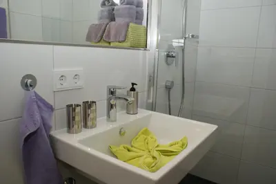 Ein Badezimmer in der Unterkunft Haus Kibitz