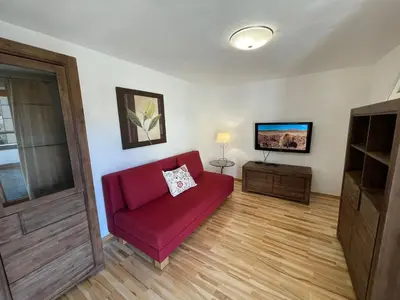 Ein Sitzbereich in der Unterkunft Haus Monika