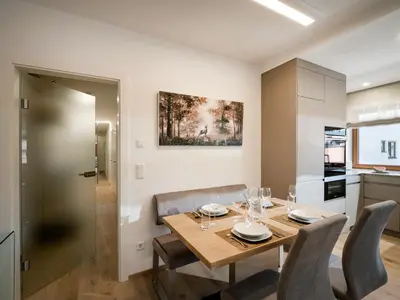 Küche/Küchenzeile in der Unterkunft Herzi Chalet - top ausgestattet, neu, chic und sehr gemütlich