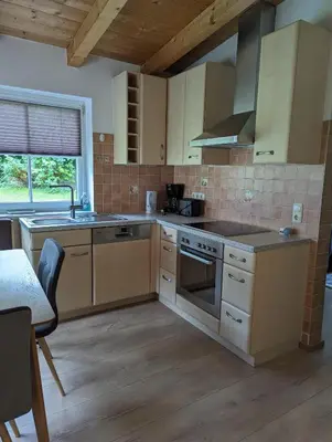 Küche/Küchenzeile in der Unterkunft Ferienwohnung Trixi