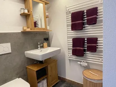 Ein Badezimmer in der Unterkunft Obinghof