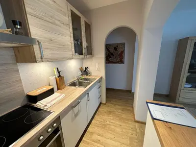 Küche/Küchenzeile in der Unterkunft Top 1 Gartenwohnung