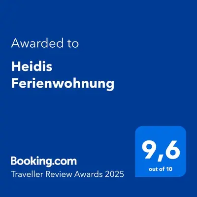 Ein Zertifikat, Auszeichnung, Logo oder anderes Dokument, das in der Unterkunft Heidis Ferienwohnung ausgestellt ist