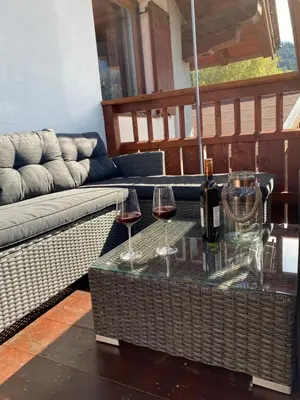 Ein Sitzbereich in der Unterkunft Ferienhaus Islitzer