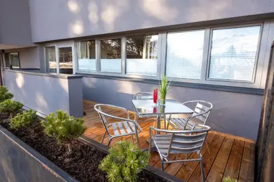 Ein Balkon oder eine Terrasse in der Unterkunft Ferienwohnung 73 - Rosenquarz
