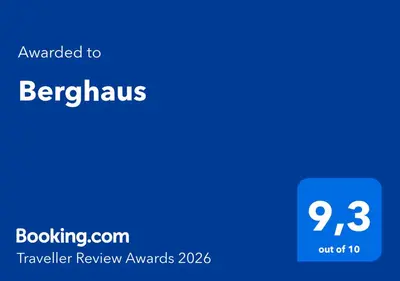 Ein Zertifikat, Auszeichnung, Logo oder anderes Dokument, das in der Unterkunft Berghaus ausgestellt ist
