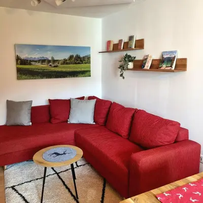 Ein Sitzbereich in der Unterkunft Chalet Kitzbühelblick