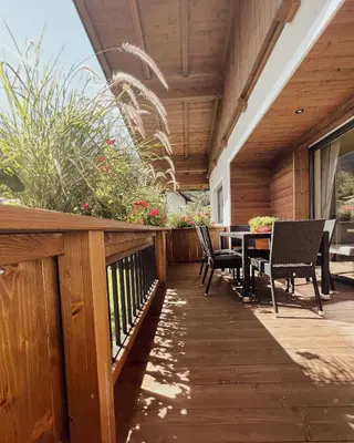 Ein Balkon oder eine Terrasse in der Unterkunft Apartment Goldene Mitte