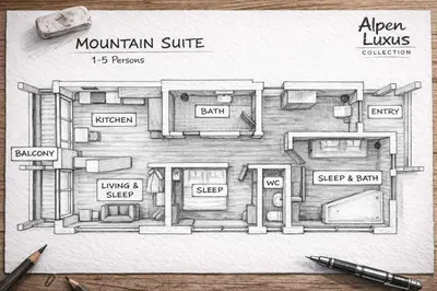 Grundriss der Unterkunft SportLodge MOUNTAIN Suite - by AlpenLuxus Collection
