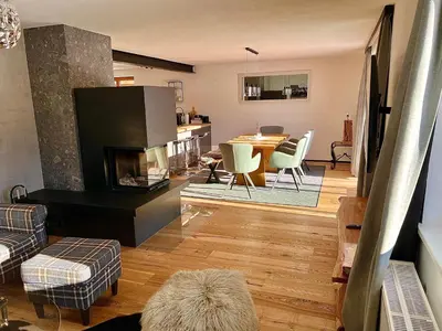 Ein Sitzbereich in der Unterkunft Chalet Panoramablick
