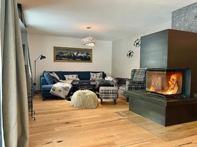 Ein Sitzbereich in der Unterkunft Chalet Panoramablick