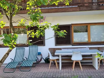 Ein Patio oder anderer Außenbereich in der Unterkunft 80 m2, für bis 6 Personen mit tollem Skigebiet, zentral und doch ruhig