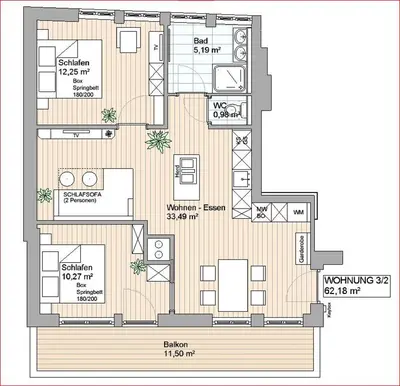 Grundriss der Unterkunft Komfort-Apartments Waidring