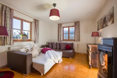 Ein Sitzbereich in der Unterkunft Ferienhaus Bockstecken