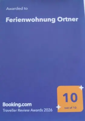 Ein Zertifikat, Auszeichnung, Logo oder anderes Dokument, das in der Unterkunft Ferienwohnung Ortner ausgestellt ist