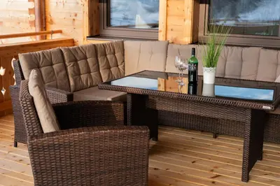 Ein Sitzbereich in der Unterkunft Ferienwohnung Gipfelreich