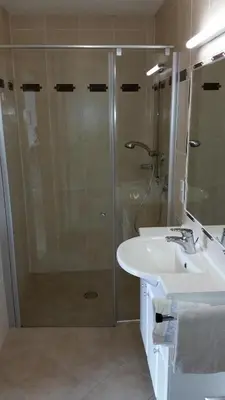 Ein Badezimmer in der Unterkunft Haus am Waldrand