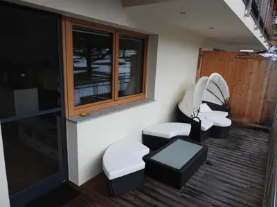 Ein Sitzbereich in der Unterkunft Ferienhaus Höllwarth