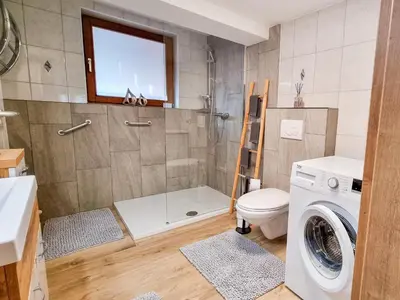 Ein Badezimmer in der Unterkunft Am Inn Fluss
