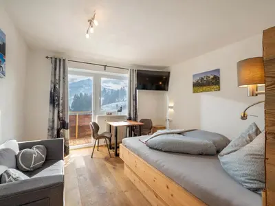 Ein Sitzbereich in der Unterkunft Berghof Haselsberger