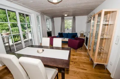 Ein Sitzbereich in der Unterkunft Apartments Blaickner