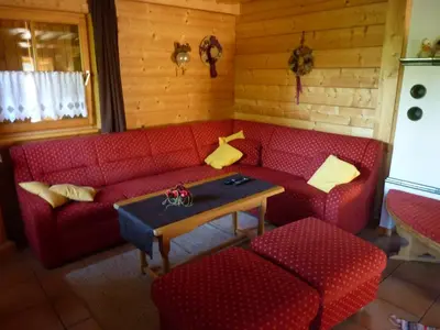 Ein Sitzbereich in der Unterkunft Schwabenhütte Top 1