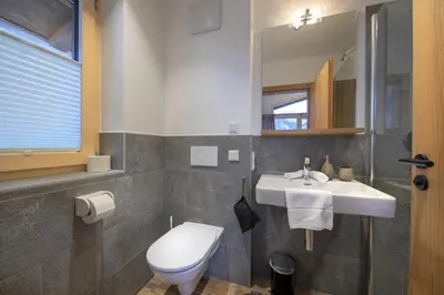 Ein Badezimmer in der Unterkunft Nationalpark Chalet Lasörling