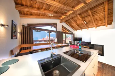 Küche/Küchenzeile in der Unterkunft Nationalpark Chalet Grosser Geiger