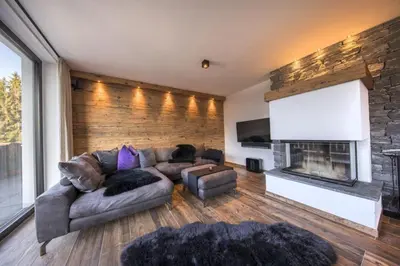 Ein Sitzbereich in der Unterkunft Nationalpark Chalet Schwarze Wand