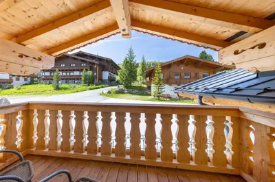 Ein Balkon oder eine Terrasse in der Unterkunft Falkensteinalm Friends Top 1+2