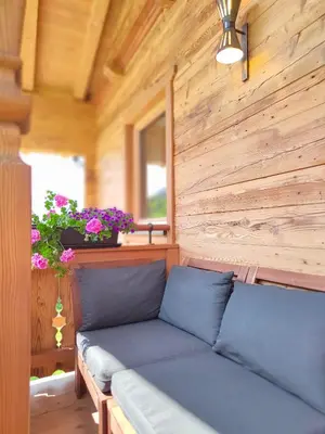 Ein Sitzbereich in der Unterkunft Biobauernhof Obermühle