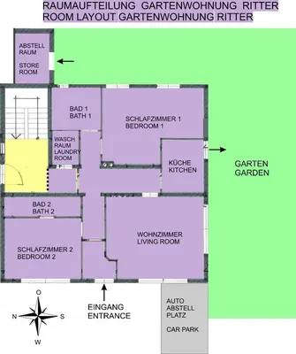 Grundriss der Unterkunft Gartenwohnung Ritter