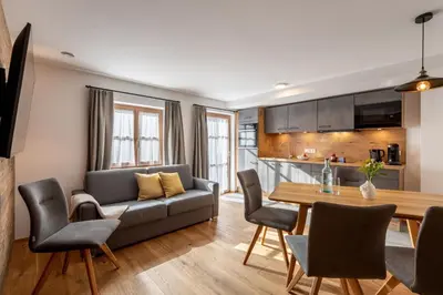 Küche/Küchenzeile in der Unterkunft Schwaigermühle Apartments
