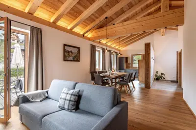 Ein Sitzbereich in der Unterkunft Schwaigermühle Apartments