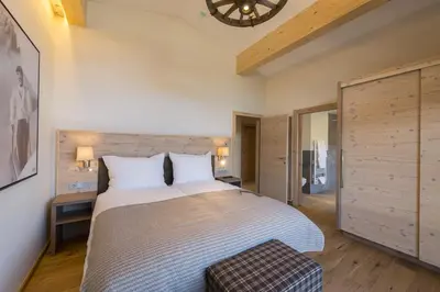 Ein Bett oder Betten in einem Zimmer der Unterkunft Alpen Chalet Dorfwies