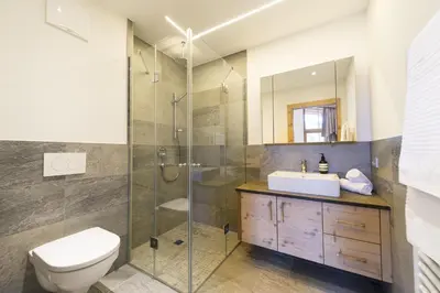 Ein Badezimmer in der Unterkunft Alpen Chalet Dorfwies