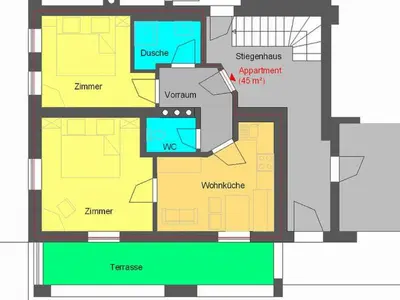 Grundriss der Unterkunft Appartement Stöckl