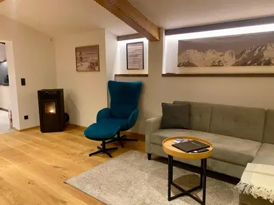 Ein Sitzbereich in der Unterkunft Apartment Hornblick
