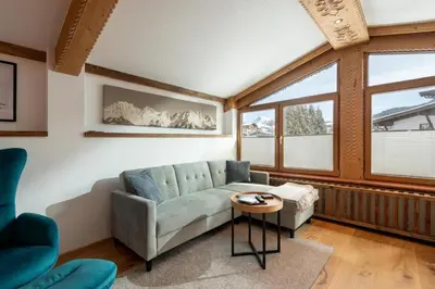 Ein Sitzbereich in der Unterkunft Apartment Hornblick