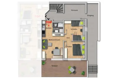 Grundriss der Unterkunft Ferienwohnung Königsleiten 121b - Top 1