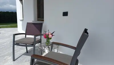 Ein Sitzbereich in der Unterkunft Riedhof-Zuahaus