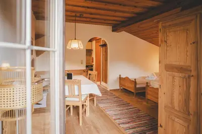 Ein Sitzbereich in der Unterkunft Demeterhof Knolln