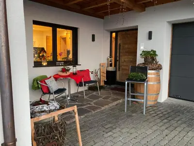 Ein Sitzbereich in der Unterkunft Landhaus Anneliese