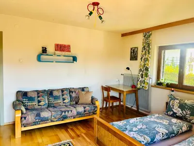 Ein Sitzbereich in der Unterkunft Haus Winkl 55