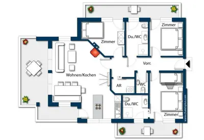 Grundriss der Unterkunft Wiesenhaus Top 1