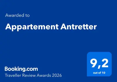 Ein Zertifikat, Auszeichnung, Logo oder anderes Dokument, das in der Unterkunft Appartement Antretter ausgestellt ist