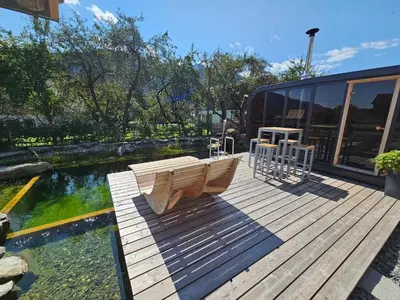 Ein Garten an der Unterkunft Farmhouse in Bramberg with Natural Pond