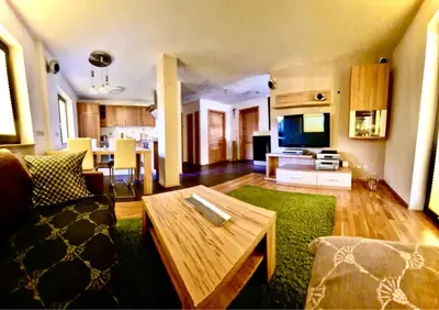 Ein Sitzbereich in der Unterkunft Saal life Apartment