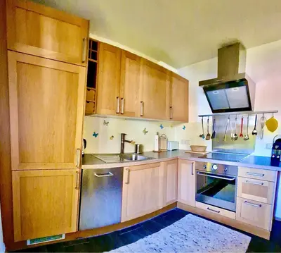 Küche/Küchenzeile in der Unterkunft Saal life Apartment