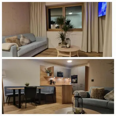 Ein Sitzbereich in der Unterkunft B living Apartments
